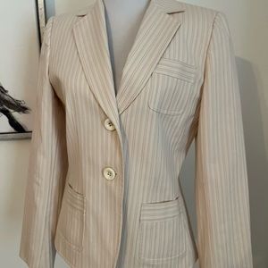 Tahari Women's Tan/Pink Striped Jacket Blazer Size 6
